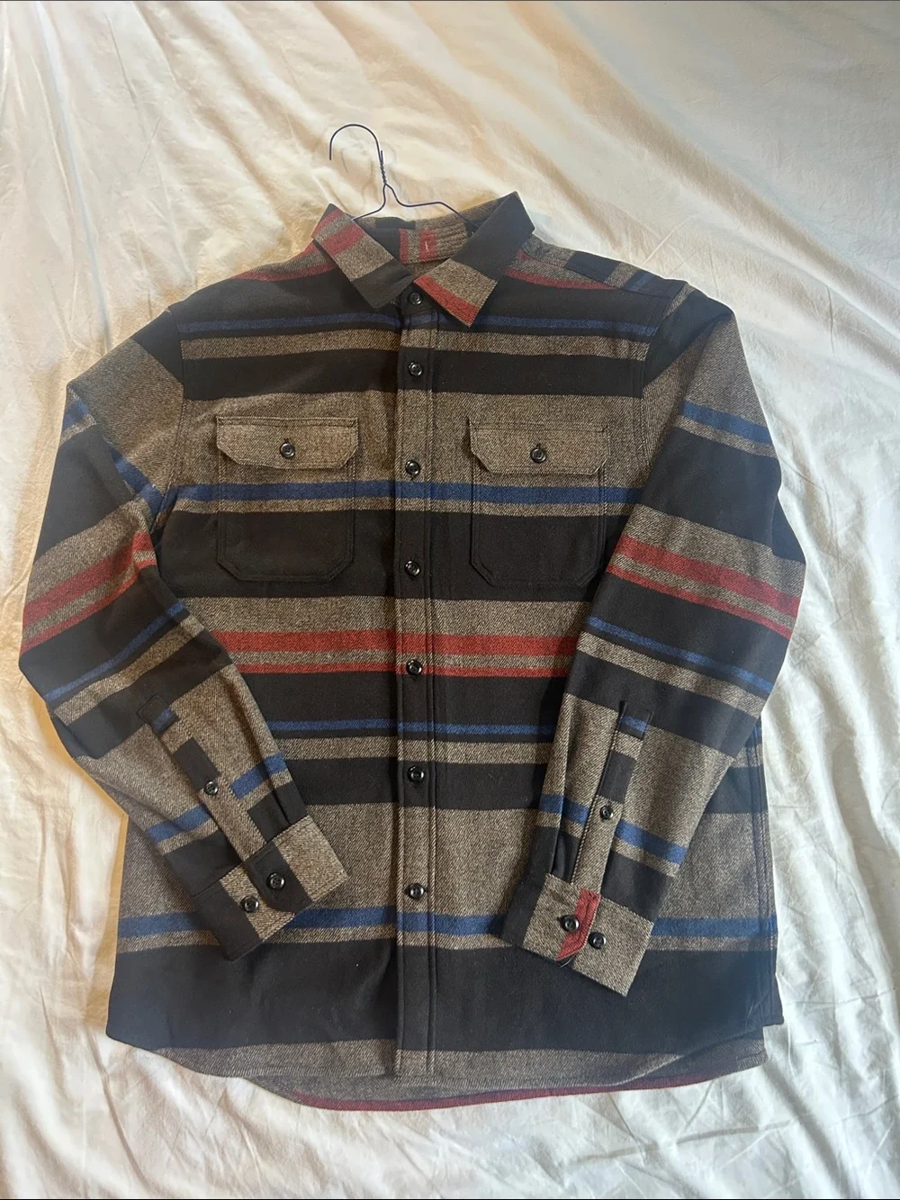 Banana Republic Plaid Wool Blend Jacket in Brown, Red, Blue